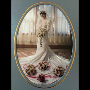 Vintage '80s Wedding Gown White With All The Trimmings FREE Shipping